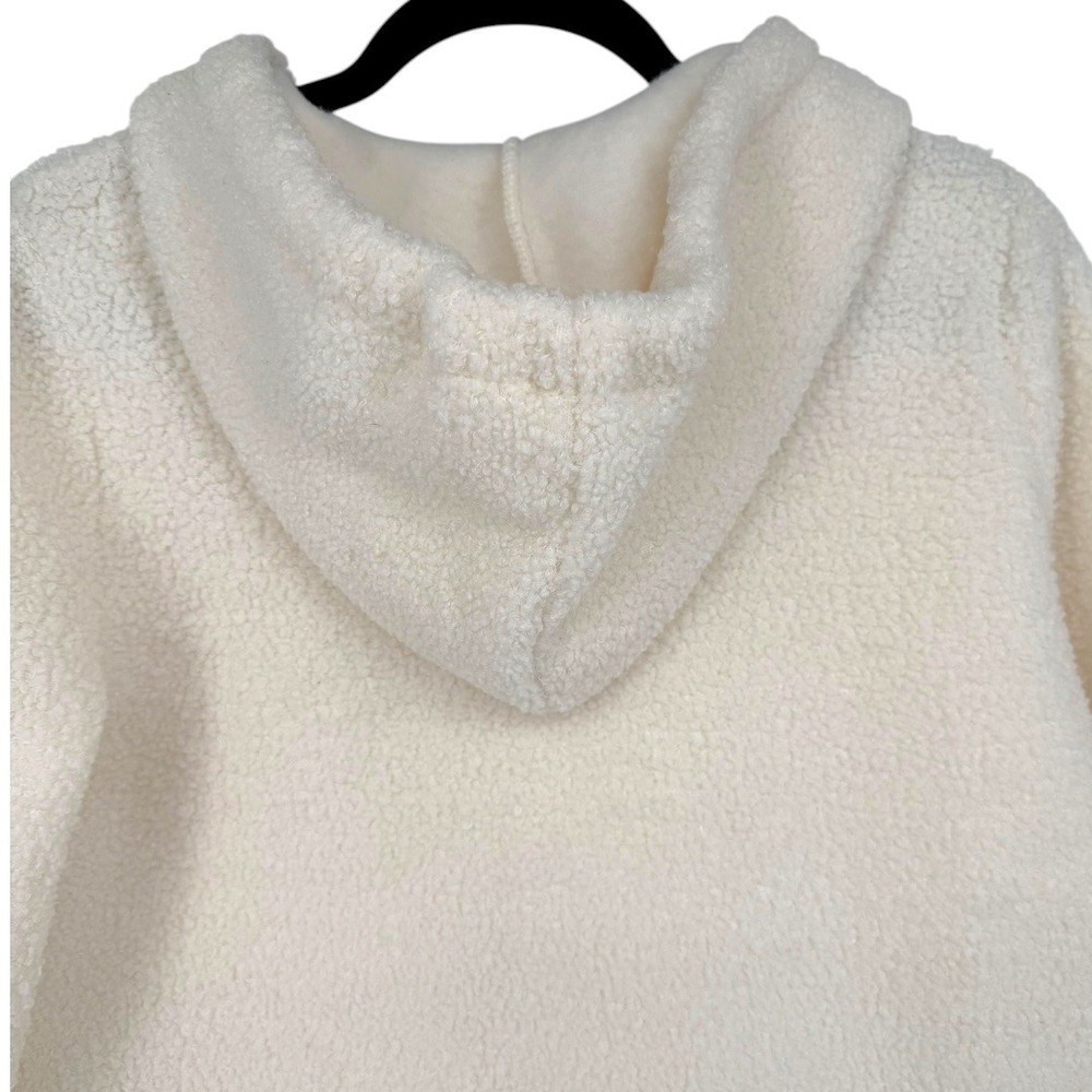 NWT LOFT V-Neck Sherpa Hoodie Ivory Pullover Sweater Top Size Small Cozy Lounge‎ - Picture 8 of 14